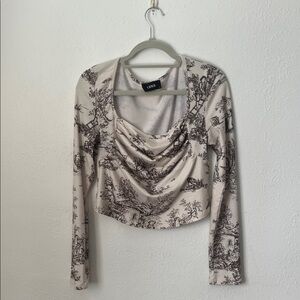 Cider Cream and Brown Printed Women's Crop Top